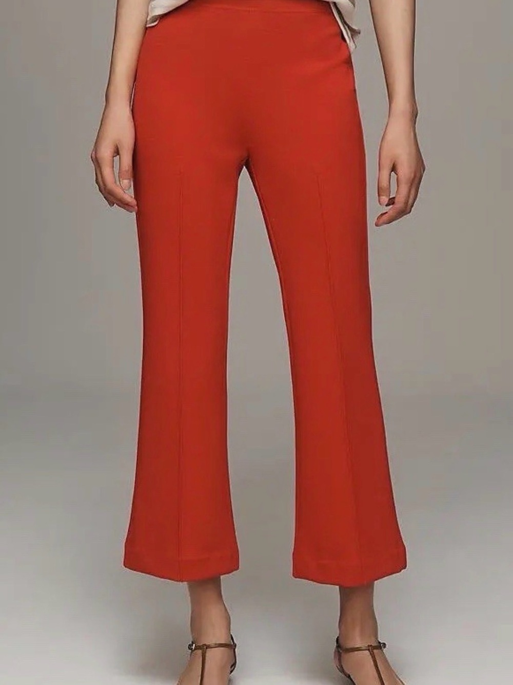 Maeve | Anthropologie | Margot Kick Flare Cropped Pants in Red | Sz L